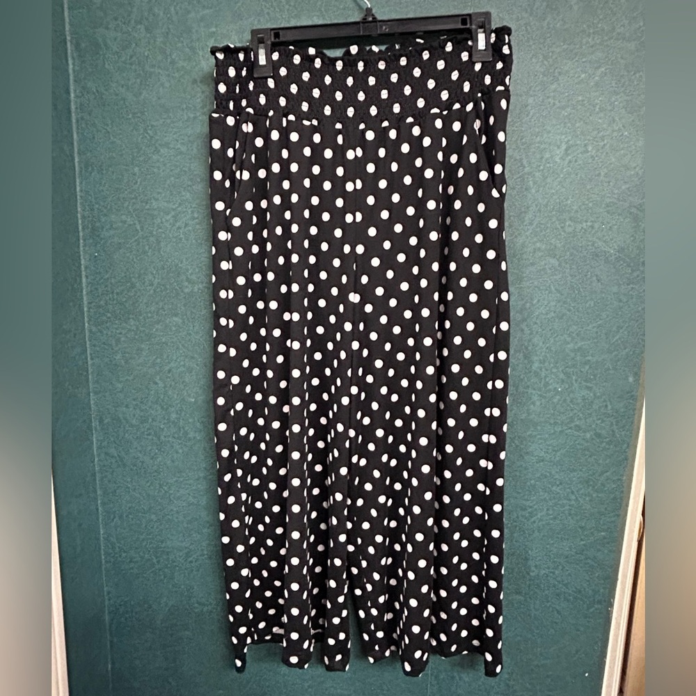 NWT XL Ninexis Polka Dot Black and White Flowy Pants
